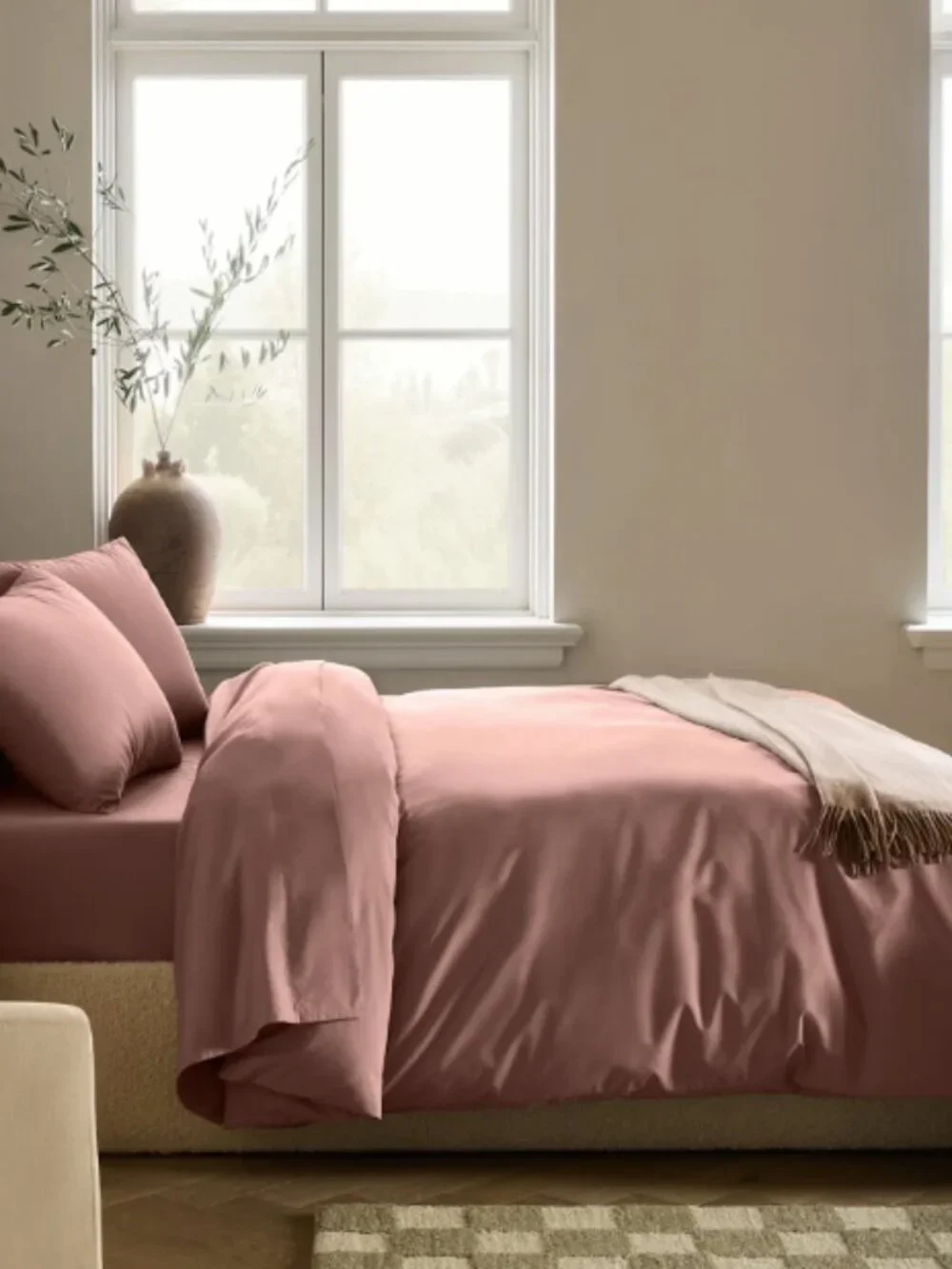 Quince Organic Crisp Percale King Duvet Cover in Clay